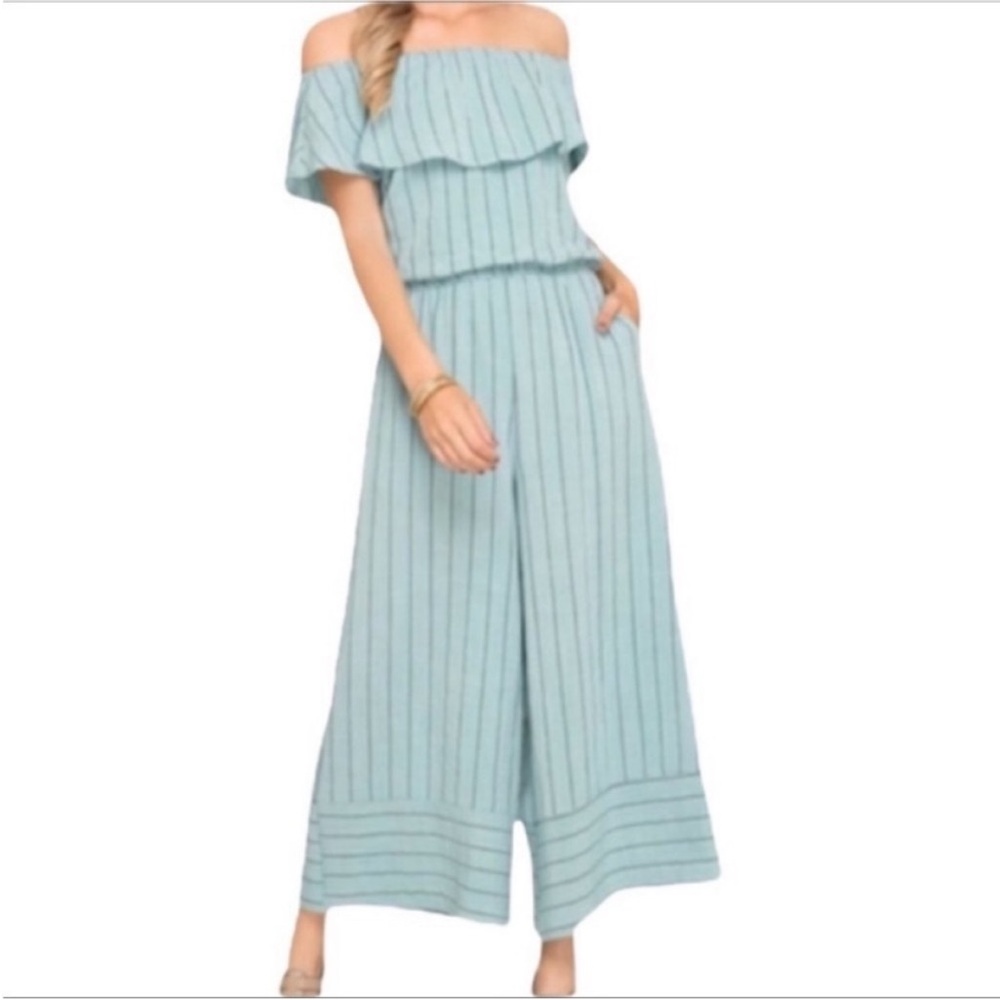 SHE AND SKY striped woven jumpsuit pants S